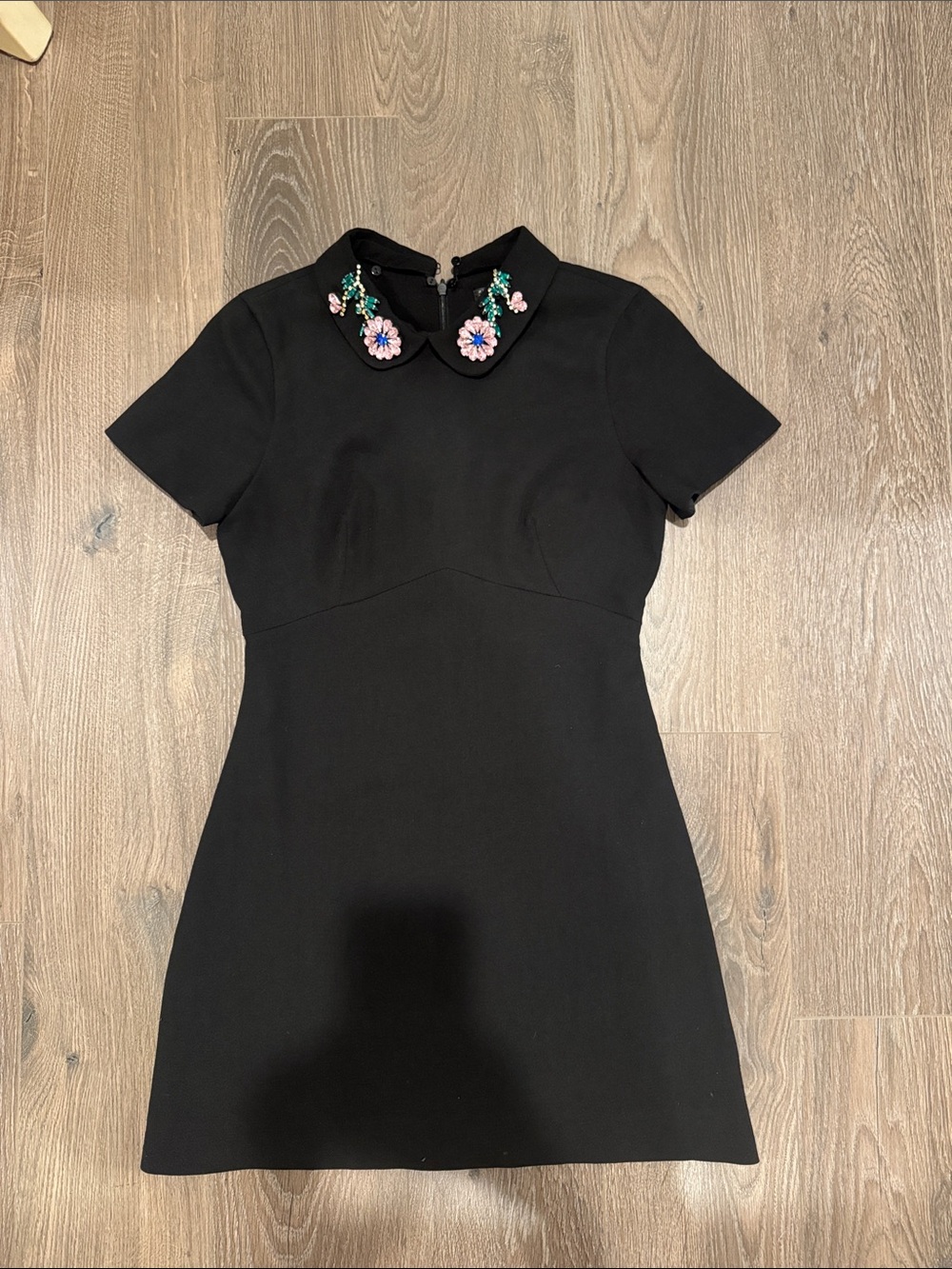 ZARA Black Mini Dress XS/S | Removable Beaded Collar | Holiday & NYE